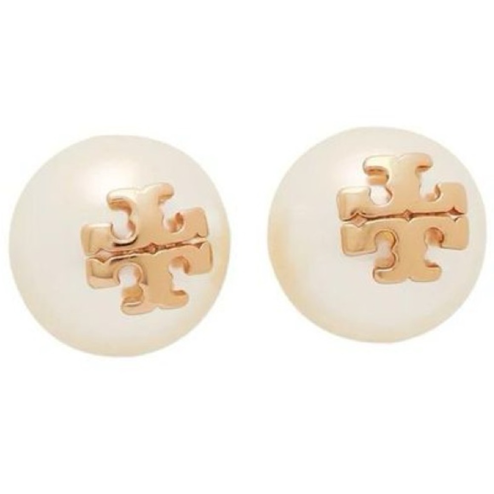 TORY BURCH KIRA PEARL STUD EARRING .